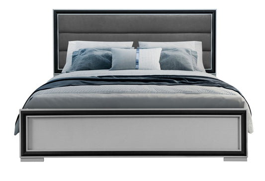 Amelia - Full Bed With LED - Gray / Black