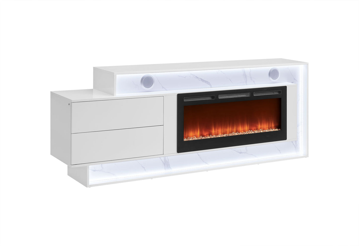 Kira - 87" Entertainment Unit With Bluetooth Speaker And LED - White