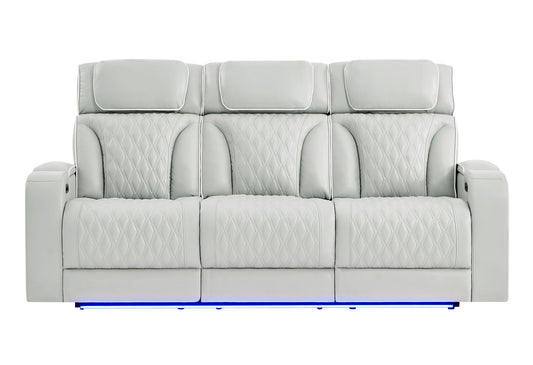 U8611 - Power Reclining Sofa With Power Headrest And LED - Silver