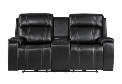 U8881 / U8880 - Leather Power Reclining Sofa / Power Console Reclining Loveseat - Black