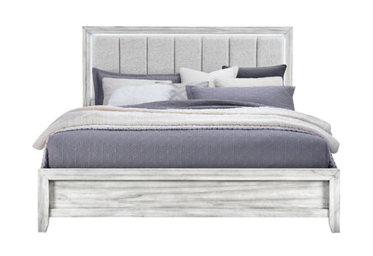 Elsie - King Bed With LED - Light Gray