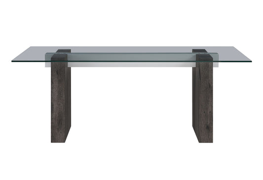 D4238 - 9 Piece Dining Room Set (Dining Table And 8 Dining Chairs) - Clear / Dark Brown / Light Gray