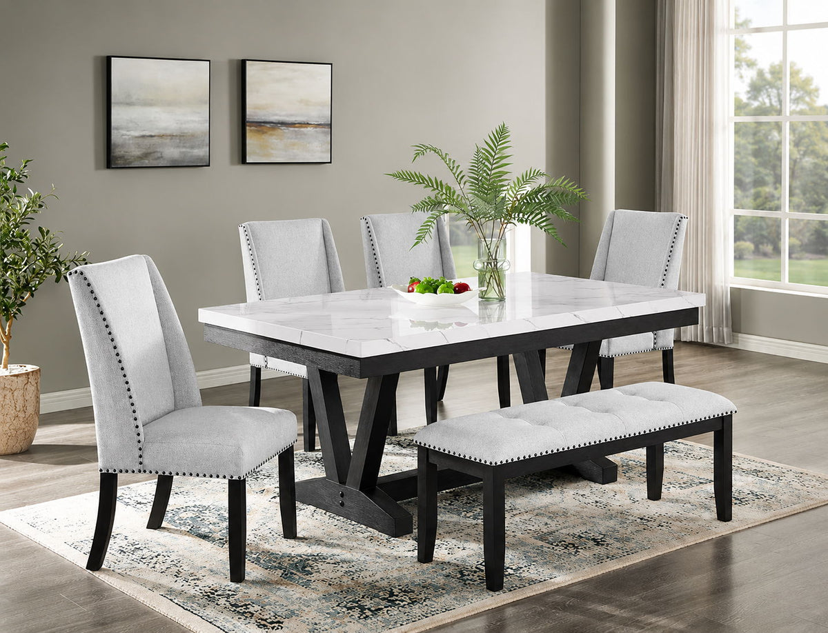 VANCE FAUX TBL/WING CHAIRS,BENCH