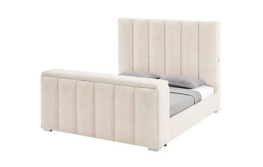 Serenity - Queen Bed With Speaker, TV Lift, Fireplace - Cream