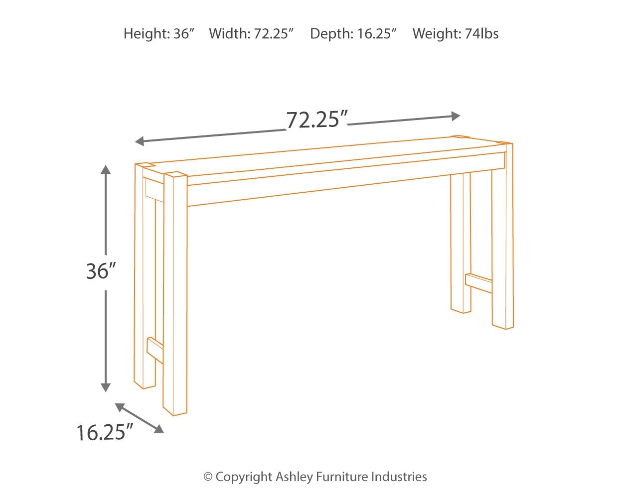Torjin - Long Counter Table - Dark Brown