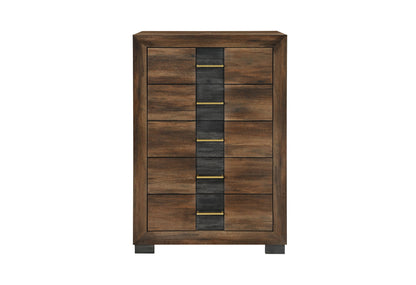Optimus - 5 Piece Queen Bedroom Set - Black / Brown