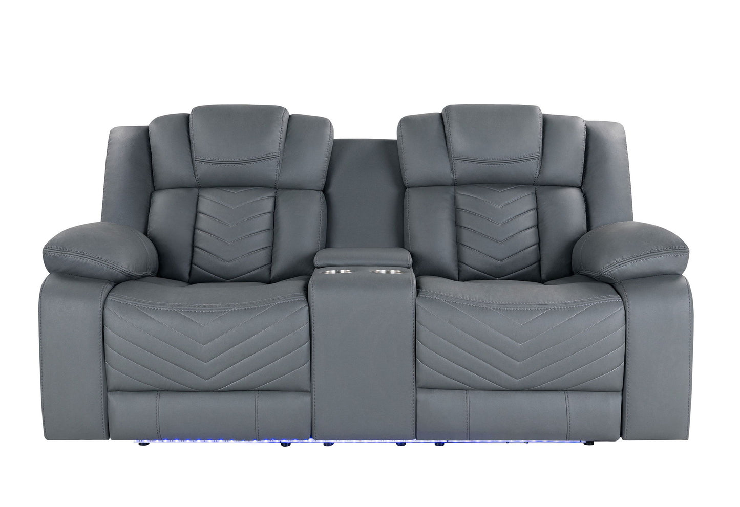U7069 - 3 Piece Living Room Set (Power Reclining Sofa/Power Console Reclining Loveseat With LED +Immersive Sound/Power Recliner) - Gray