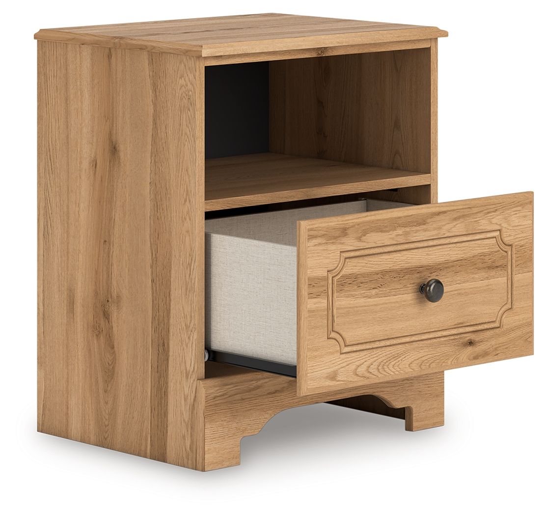Aleaport - One Drawer Night Stand - Warm Brown