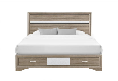 Seville - 5 Piece Full Bedroom Set (Bed, Dresser & Mirror, Nightstand, Chest) - Brown / Natural