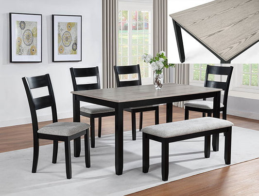 LESTER 6-PK DINING W/BENCH L.GREY