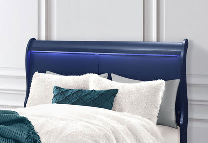 Charlie - 5 Piece Queen Bedroom Set (Bed, Dresser, Mirror, 2 Nightstands) - Blue