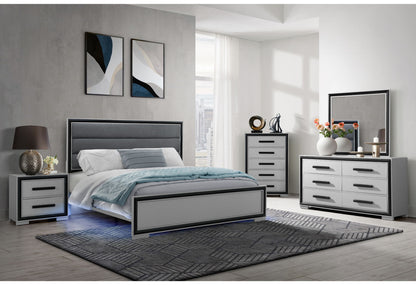Amelia - Queen Bed With LED - Gray / Black