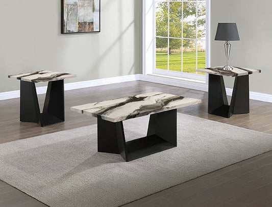 ADEA 3PK CKTL SET BROWN FAUX MARBLE