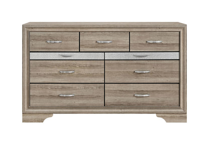 Seville - 5 Piece King Bedroom Set (Bed, Dresser & Mirror, Nightstand, Chest) - Brown / Natural