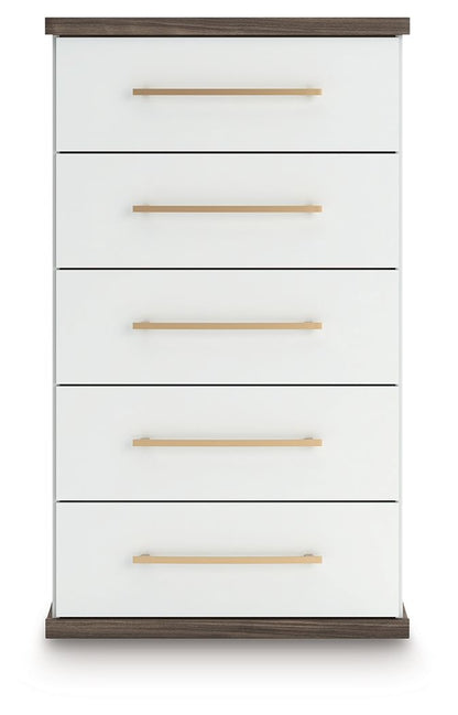 Kendanport - Five Drawer Chest - Brown / White