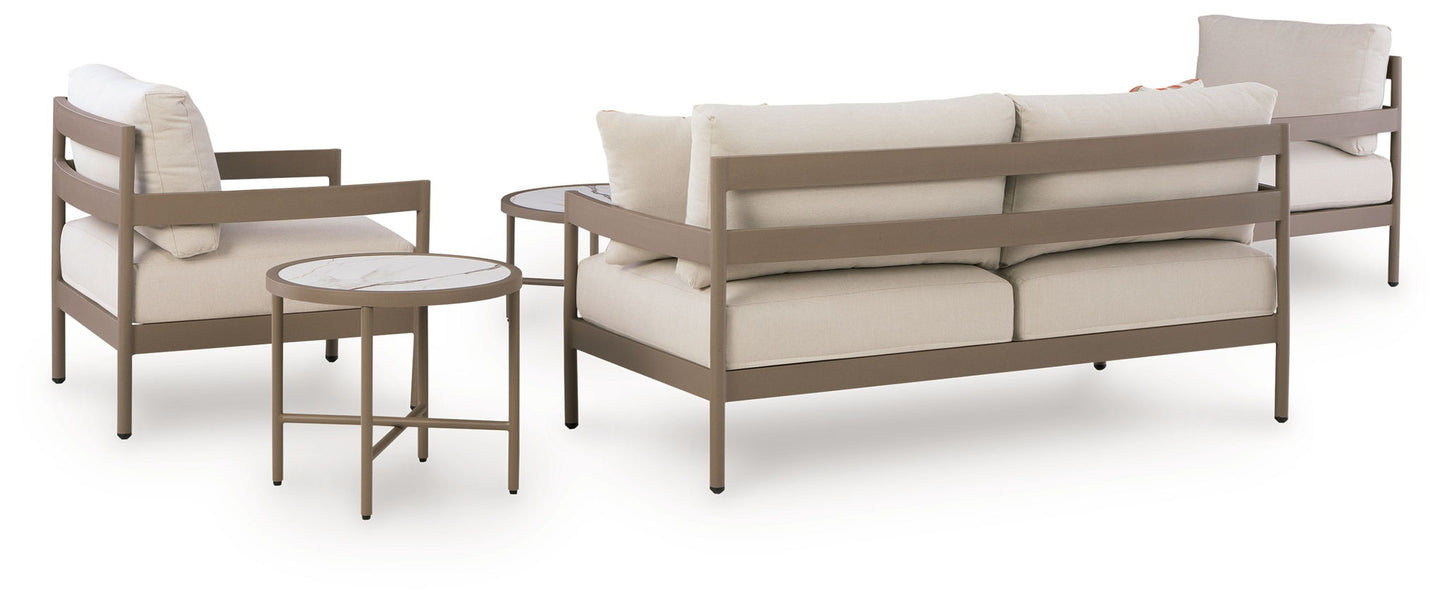 Bluff Trail - Loveseat, Lounge Chairs, Tables Set (Set of 5) - Beige