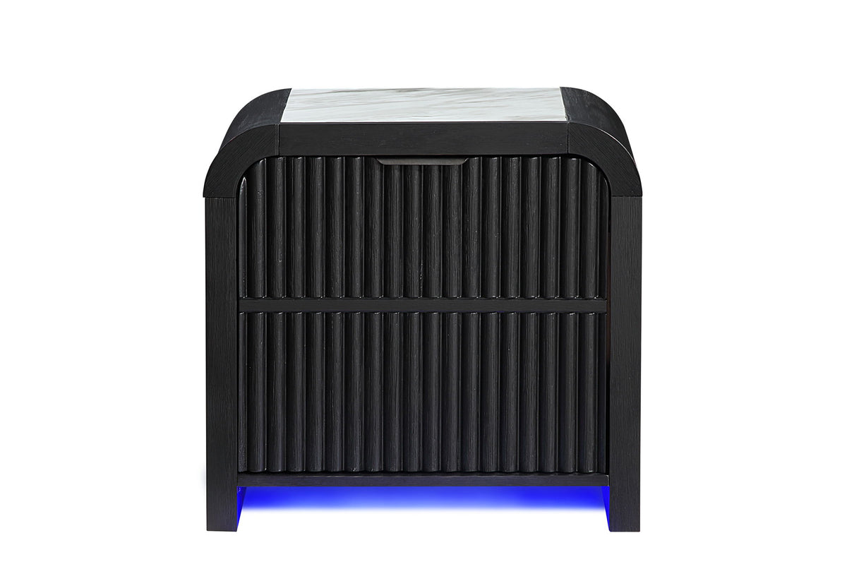 Beckett - Nightstand With LED And Speaker - Black / White